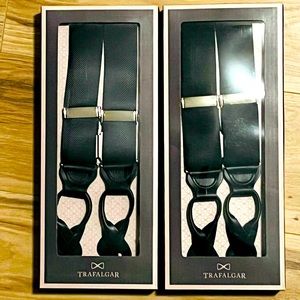 Two (Black&Navy) pair of Trafalgar suspenders. New in Box.